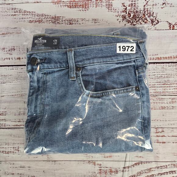 Hollister Epic Flex Men Straight Leg Jeans 34 Blue Casual Western Denim Gorpcore - Picture 14 of 14